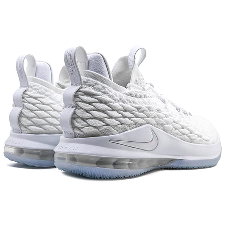 Nike Lebron 15 Low 'White Metallic Silver' James Fabric Slip Resistant Lightweight Low top Performance Basketball Shoes AO1755-100