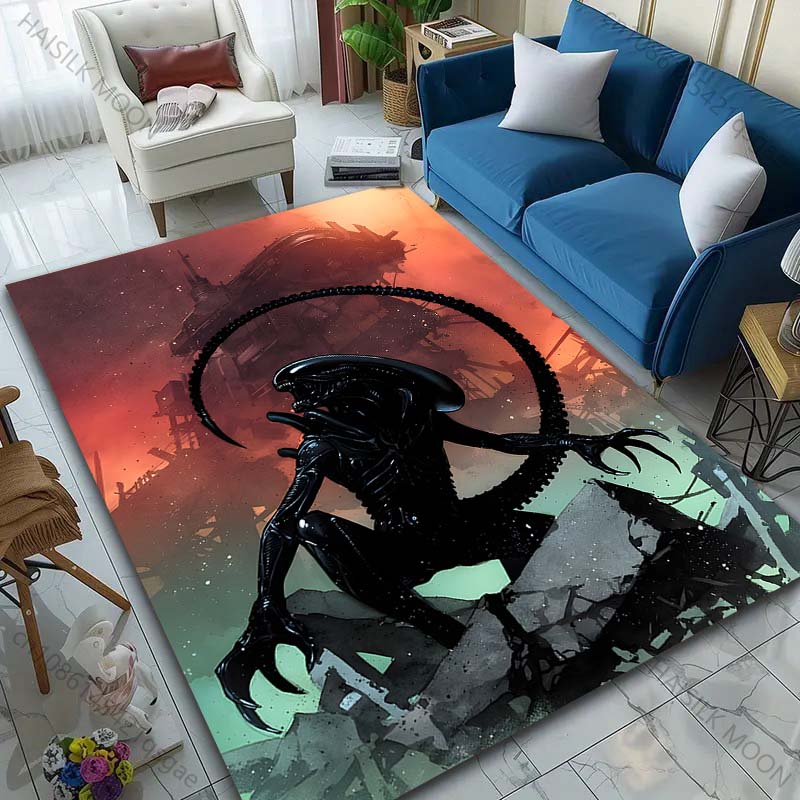 1PC Alien creature ruins sky Print Carpet Rug for Living Room Bedroom Sofa Doormat Home Decor Non-slip Floor Mat