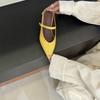 Повседневная мода острый носок толстый каблук сумка голова полушлепанцы легкий рот темперамент универсальные мягкая кожаная поверхность низкий каблук сандалии пустой одиночный