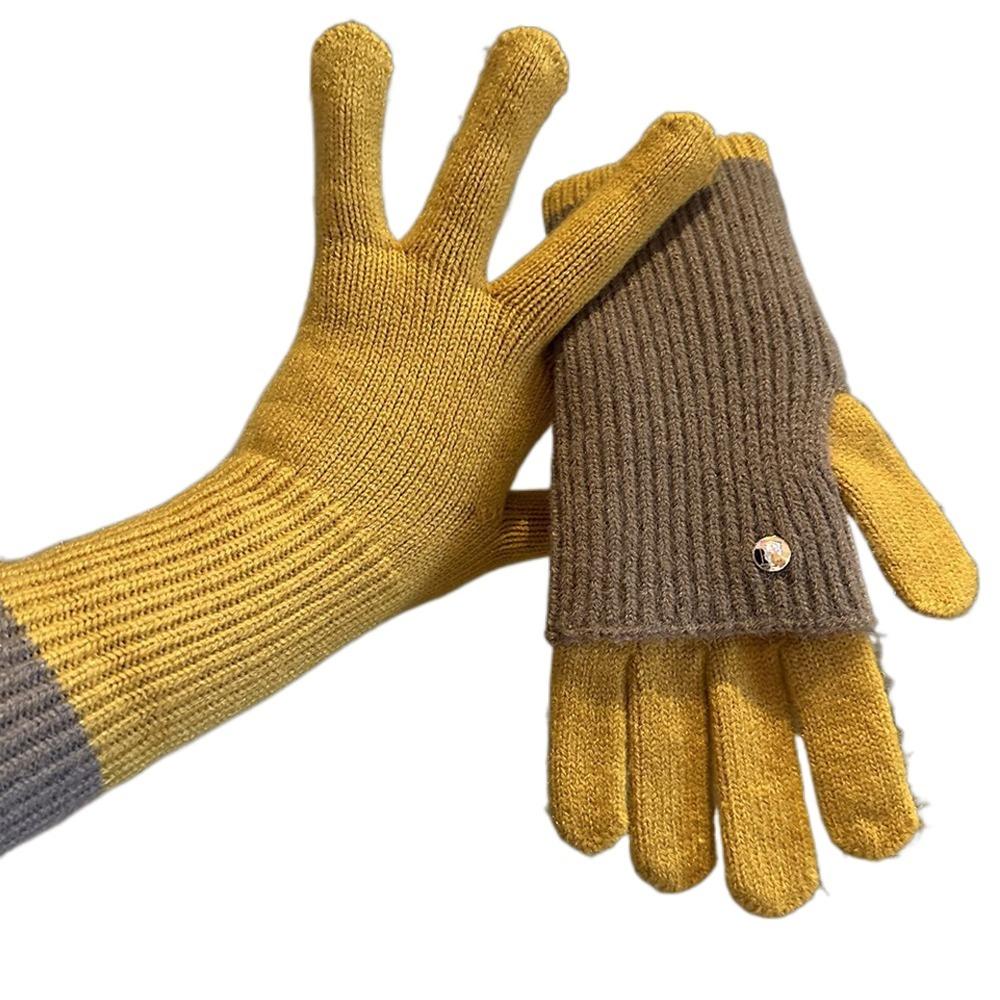 Thickened Five Finger Gloves Cold-proof Wool Knitted Fashion Mittens  Men Women
