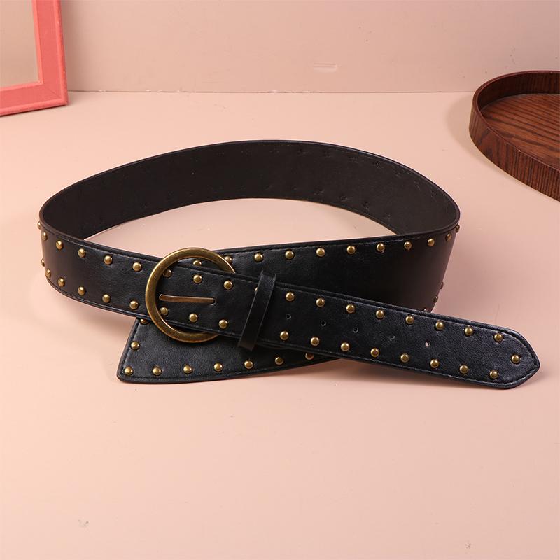 Женский кожаный ремень в стиле вестерн, ковбойский, панк, готический, декоративный, широкий ремень на талию с ретро-заклепками