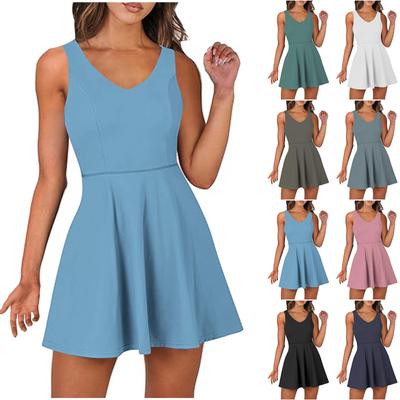 Женское теннисное спортивное платье-майка с шортами для тренировок, спортивные комбинезоны, летние наряды для гольфа