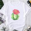 (Asian Size) Graphic Tee Cactus Plant Sweet Trend Female Fashion Print Casual T Clothing Casual Women's Summer Top Short Sleeve T-shirt