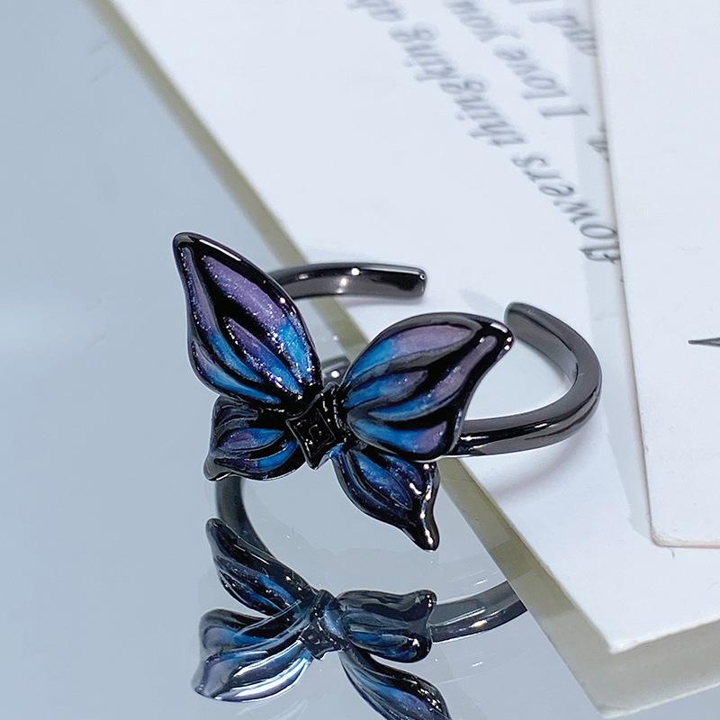 Halloween Retro Dark Spider Crow Open Ring Personality Niche Punk Stacking Wearing Trendy Cool Ring Girl