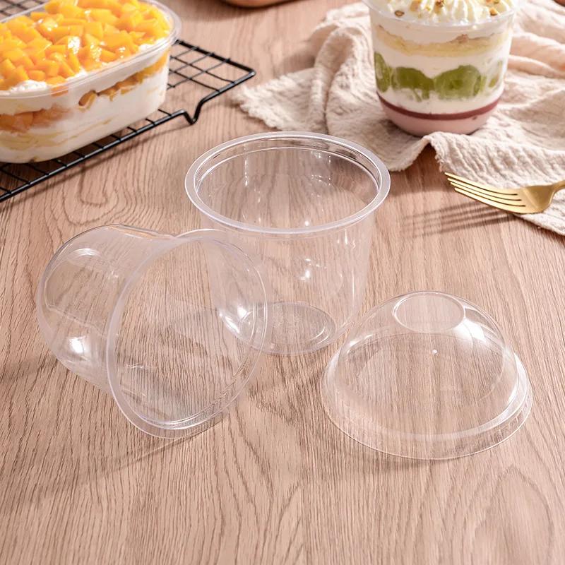 50pcs Disposable Mousse Cups Cake With Lid Clear Plastic Pudding Jelly Dessert Yogurt Party Favors 360ML