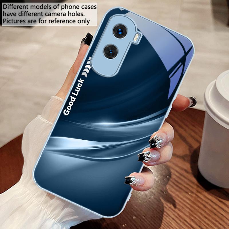 Счастливый Градиентный Волна Для Honor 200 90 8X 9X Pro Lite P50 P40 Nova 10 11i P60 Magic4 6 Mate 20 50 Закаленное Стекло Чехол для Телефона