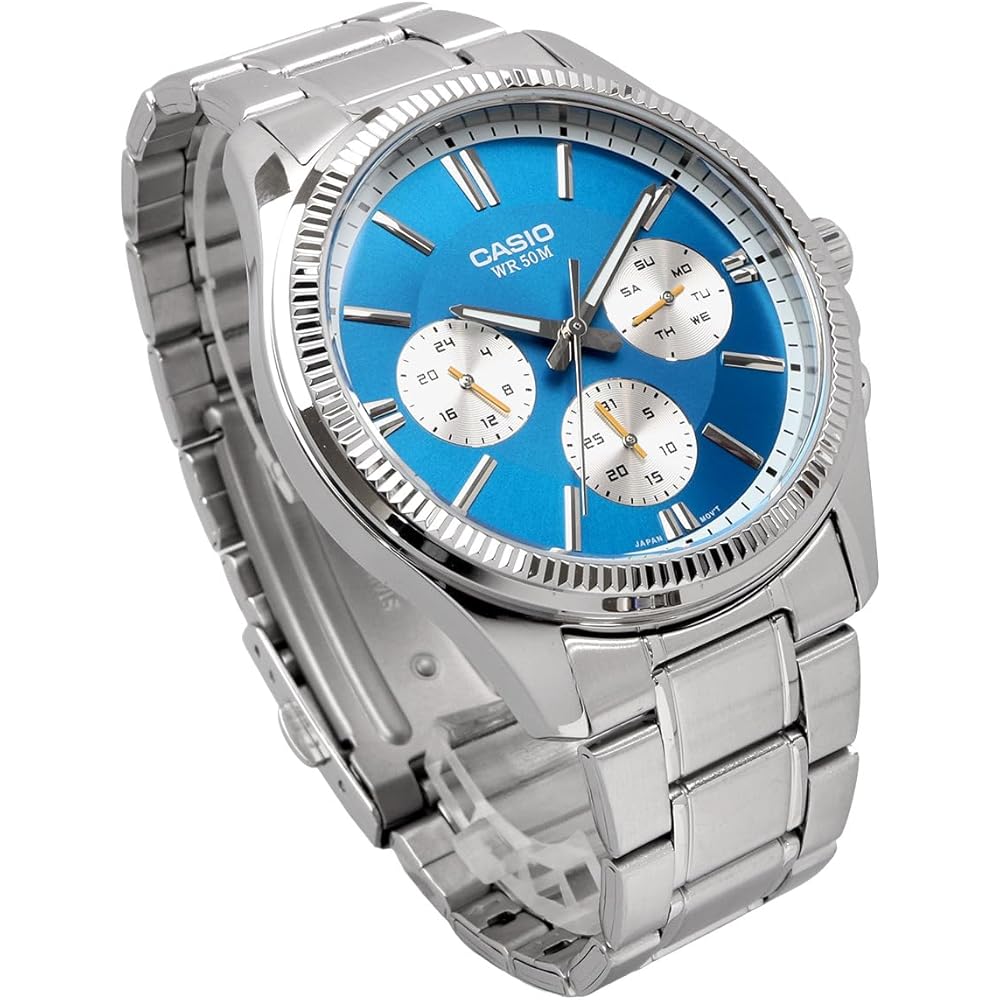 Casio Standard Quartz Men's Watch MTP-1375D-2A2V Blue 24-Hour Display Stainless Steel