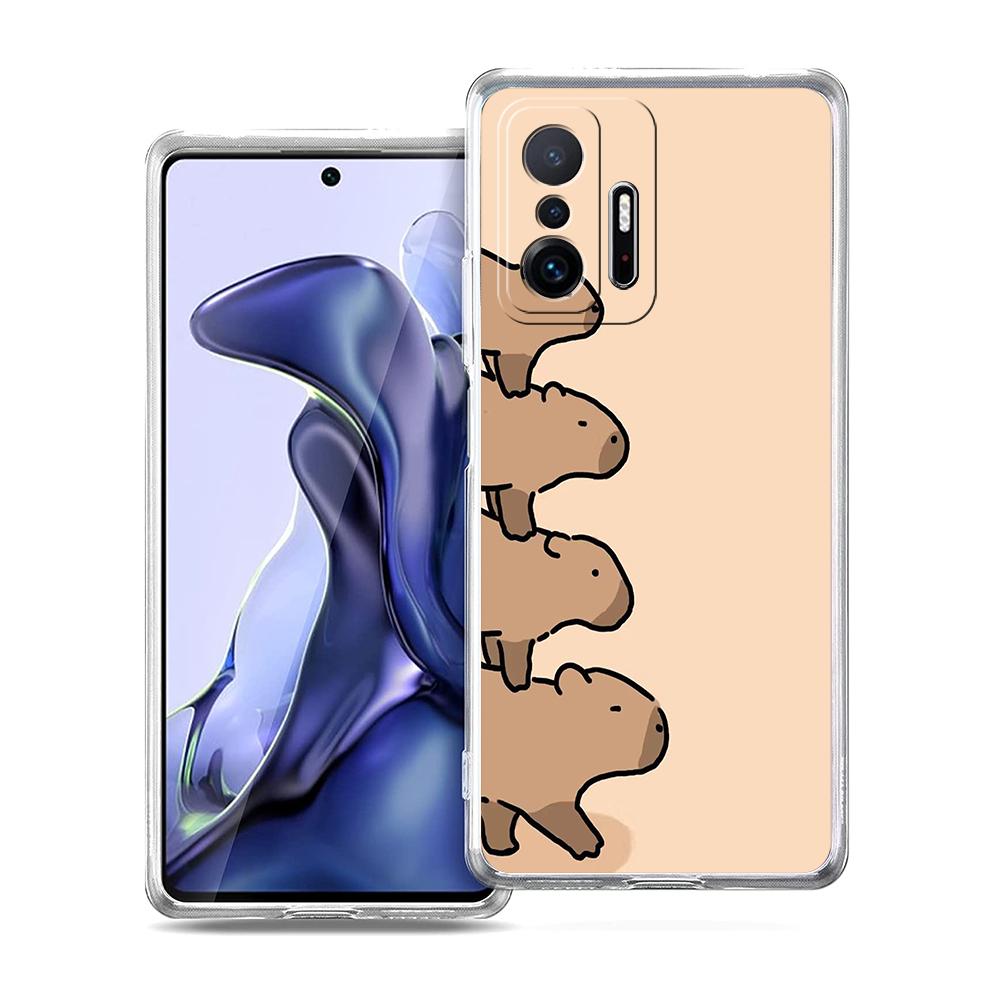 Мультяшный чехол для телефона с капибарой для Xiaomi Mi Poco F3 X3 X4 GT NFC M3 M4 11 Ultra 12 11X 11i Pro Lite 5G Мягкий прозрачный чехол