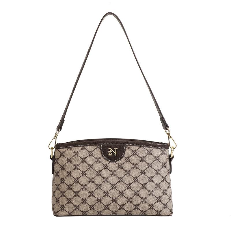 Новая модная ретро сумка через плечо с принтом, женская сумка кроссбоди, модная и универсальная сумка под мышкой, маленькая квадратная сумка