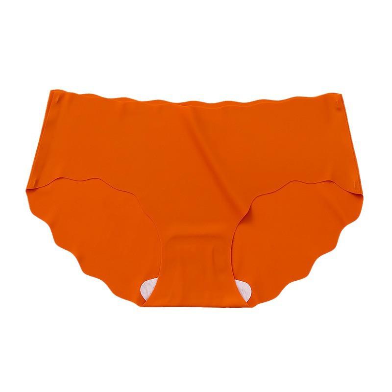 Ice Silk Mid-Waist Wave Edge Women's Triangle Panties - Summer Thin Style, Solid Color