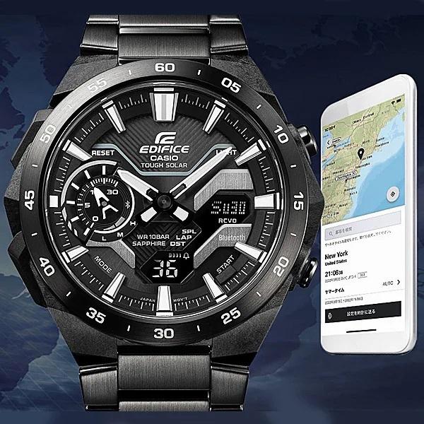 Casio Гарантия WINDFLOW 10 АТМ Водонепроницаемые Солар-часы Специальное включение EDIFICE ECB-2200YDC-1AJF Мужские