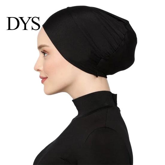 Cotton Undercap Women Solid Color Non-slip Stretch Headscarf Cap Breathable Under Head Wrap Scarf Hat Bonnet Night Sleep Headwear