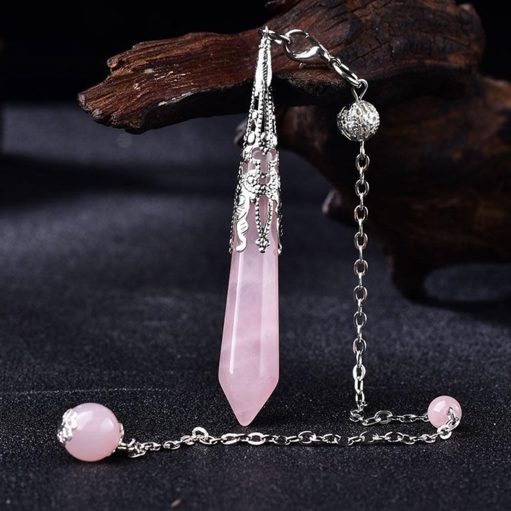 Energy Natural Crystal Pendulums Hexagon Cone Witch Spiritual Pendulos  Jewelry Gift