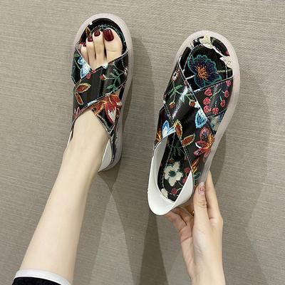 Босоножки на плоской подошве с узором от Foreign Trade, две пары, пляжные сандалии Cross-Border, женская обувь на толстой подошве