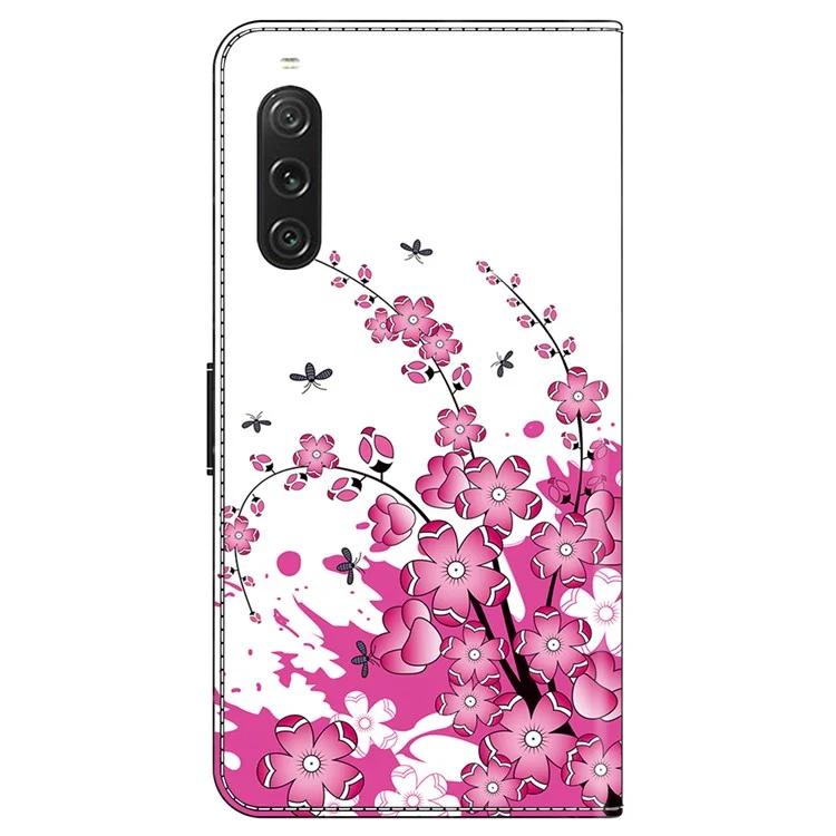 For Sony Xperia 10 V Wallet Phone Case Pattern Printing PU Leather Flip Cover - Flower Vine