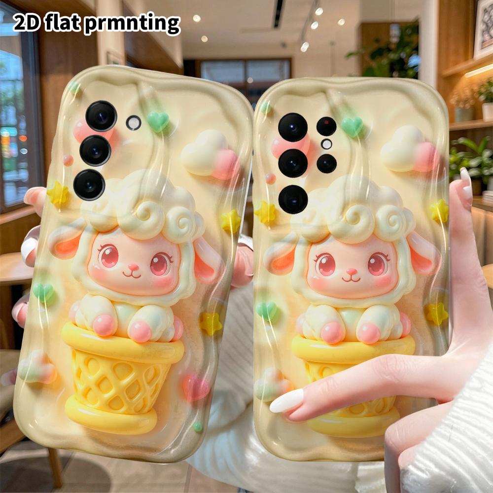 Чехол для телефона: 2D плоский дизайн, подходящий для защитного чехла Samsung Galaxy A34 A35 M05 M06 S20 S22 S21 FE Plus 5G, Мороженое Маленький Овечка, идеальный Рождест