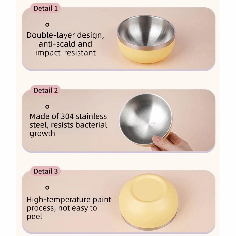 Round Bowl Stainless Steel Bowl Multi-color Soup Bowl Durable Fruit Salad Bowl  Kitchen Tableware