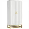 Kitchen Cabinet Kitchen Storage Unit with 12 Door Shelves, Adjustable Shelves, 58x29x119.5cm, White