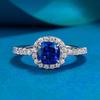 Xiancan Jewelry Royal Blue 6x6mm Square S925 Silver Engagement Ring for Women