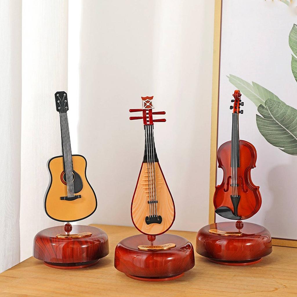 Violin Music Box Classical Wind Up Musicbox Twirling Music Box Rotating Base Stringed Musical Instrument Miniature