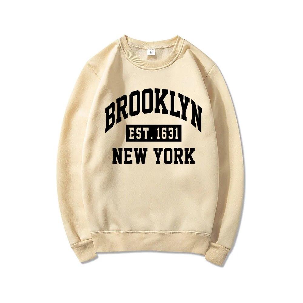 Толстовка с рисунком Brooklyn NYC с надписью Brooklyn New York Рубашки с капюшоном Нью-Йоркский подарок Осенний пуловер унисекс Повседневная уличная толстовка унисекс