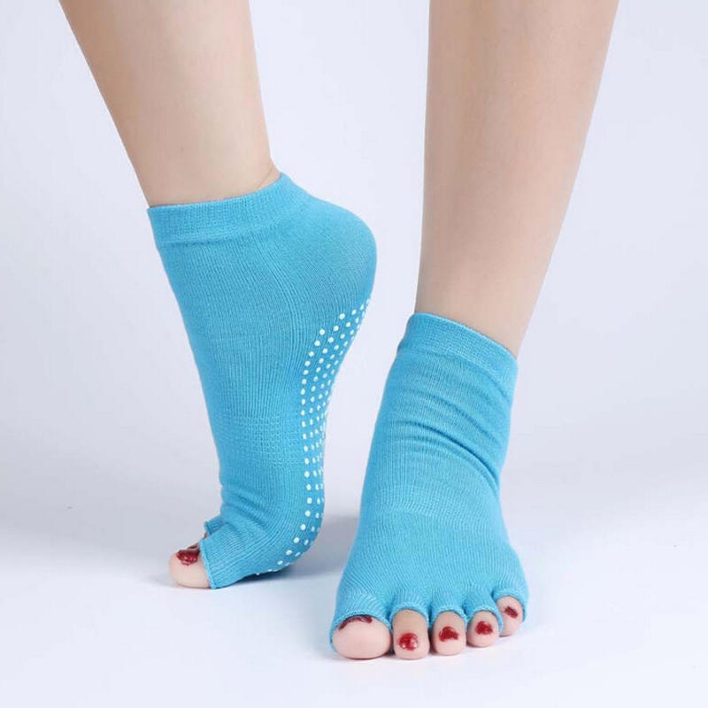 1Pair Half Anti-Slip Pilates Ankle Grip Durable Five Fingers Cotton Yoga Socks
