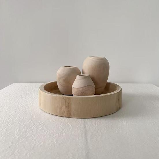 Деревянный круглый поднос для хранения Многоцелевой для фруктов, сладостей, конфет, десертов, закусок для аперитива