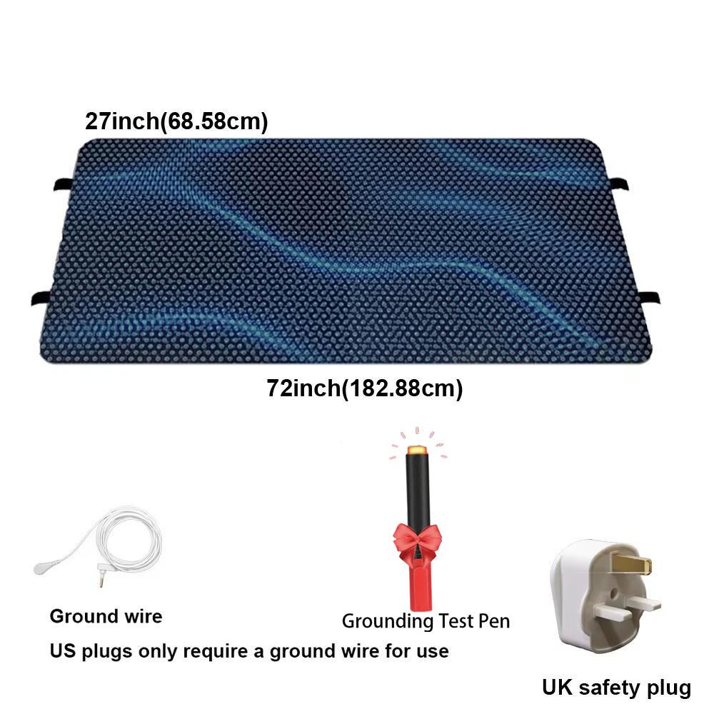 Заземляющий коврик для кровати, заземляющие простыни с заземляющим шнуром и тестером (Черный, Калифорния Кинг)
