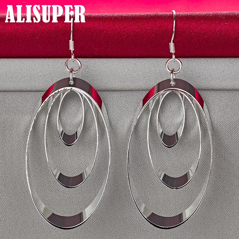 Ювелирные изделия из стерлингового серебра 925 пробы с тремя круглыми круглыми серьгами-каплями