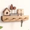 A Handmade Wooden Key Hook Set with a Cute Rabbit Statue - Wall-mounted, Polished and Stylish, Perfect for Your Entrance