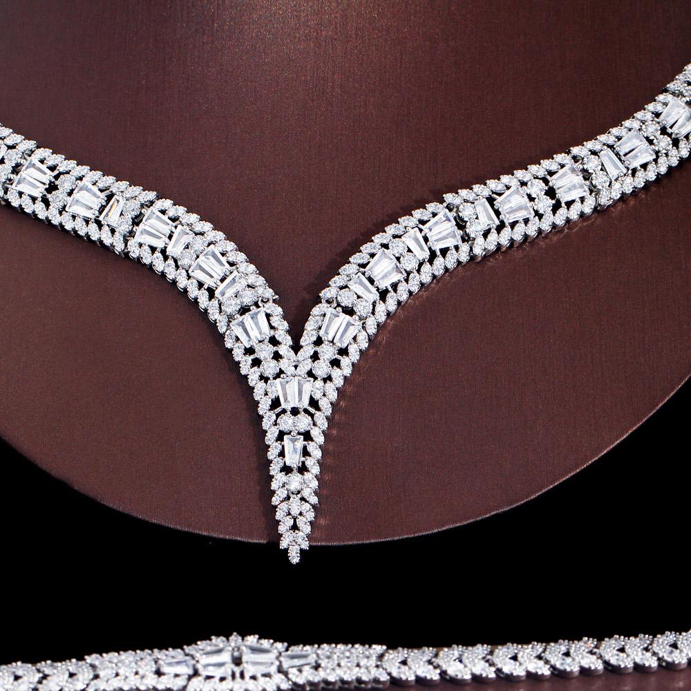 CMM 4 шт. Роскошные блестящие циркониевые женские свадебные ожерелья невесты праздничные бижутерия наборы аксессуаров