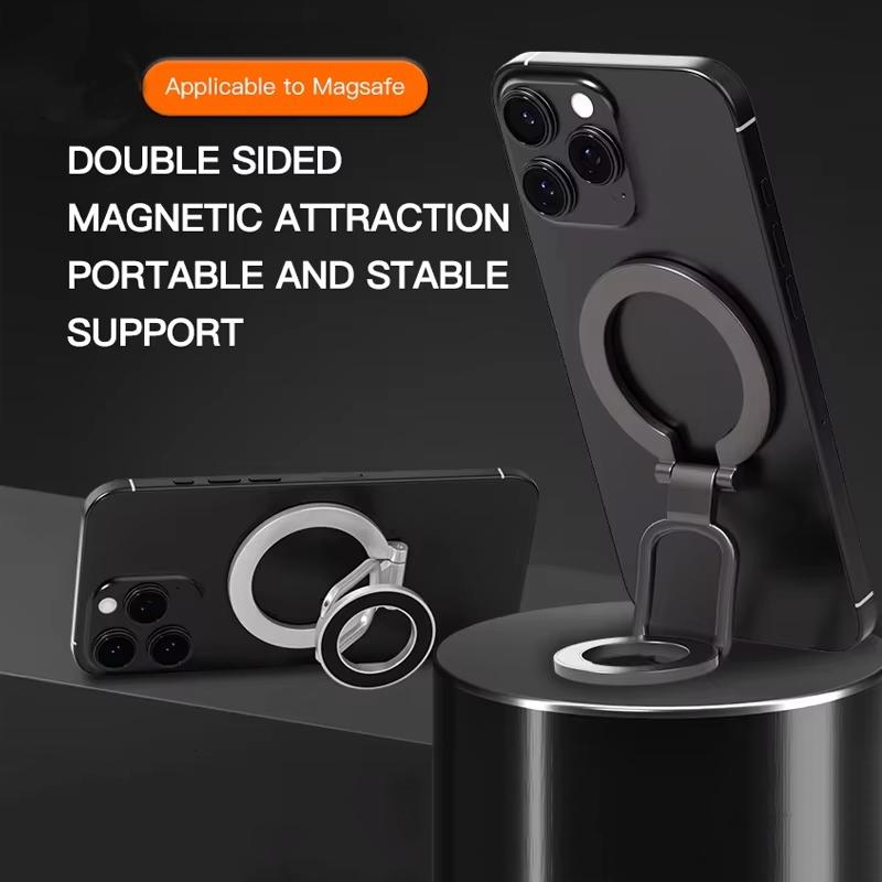 Double-Sided MagSafe Phone Holder Strong Magnetic Foldable Ring Stand & Finger Grip Universal