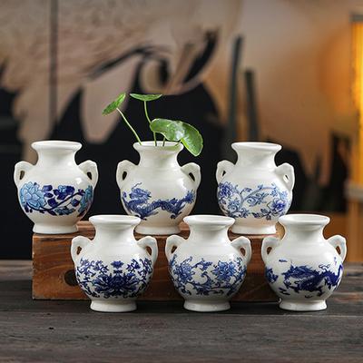 Украшения Антикварные полки Сине-белый фарфор Коллекционировать Орнаменты Столешницы Керамика Подарок Маленькие вазы Китайский стиль 1 шт