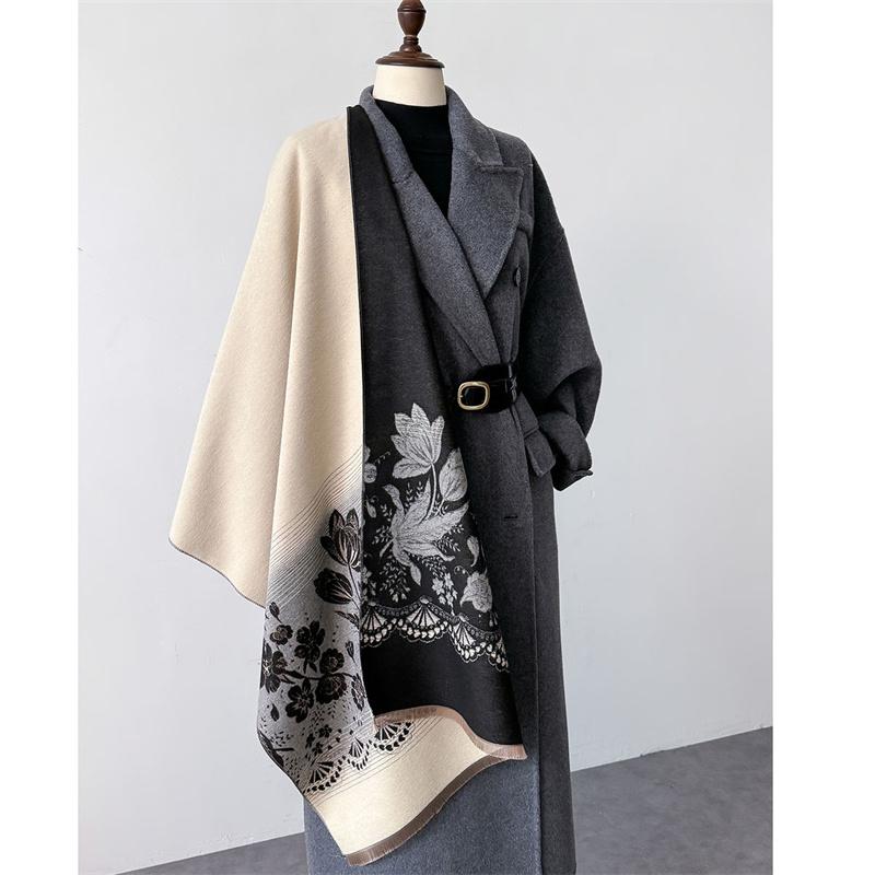Design Floral Printed Cashmere Scarf Women Winter Pashmina Shawls And Wraps Thick Warm Bufanda Stoles Blanket Luxury