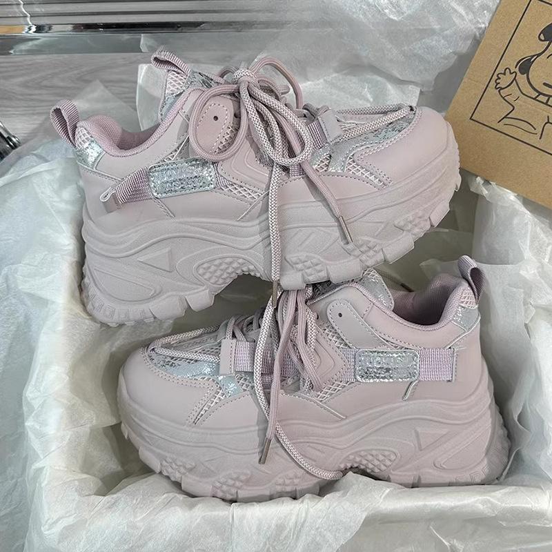 Женская обувь Daddy Shoes из натуральной кожи, весна-лето, новые сетчатые дышащие кроссовки на увеличенной платформе для отдыха