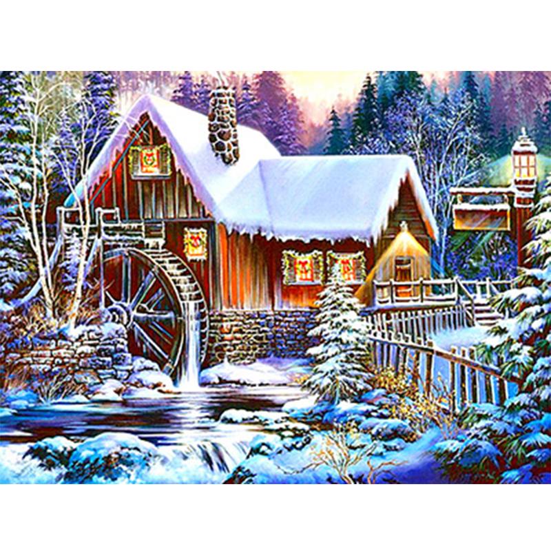 Diamond Painting Winter Landscape 5D Diy Embroidery House Mosaic Home Decor Gift