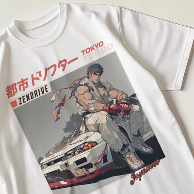 Рю Street Fighter GTR Ретро Футболка Футболка 80-е 90-е Ностальгический Подарок Для Него И Для Нее