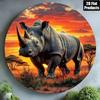 Vivohome Круглая металлическая настенная art 'Носорог' 8x8 дюймов Знак с изображением дикой природы Декор для домашнего бара, кухни, офиса