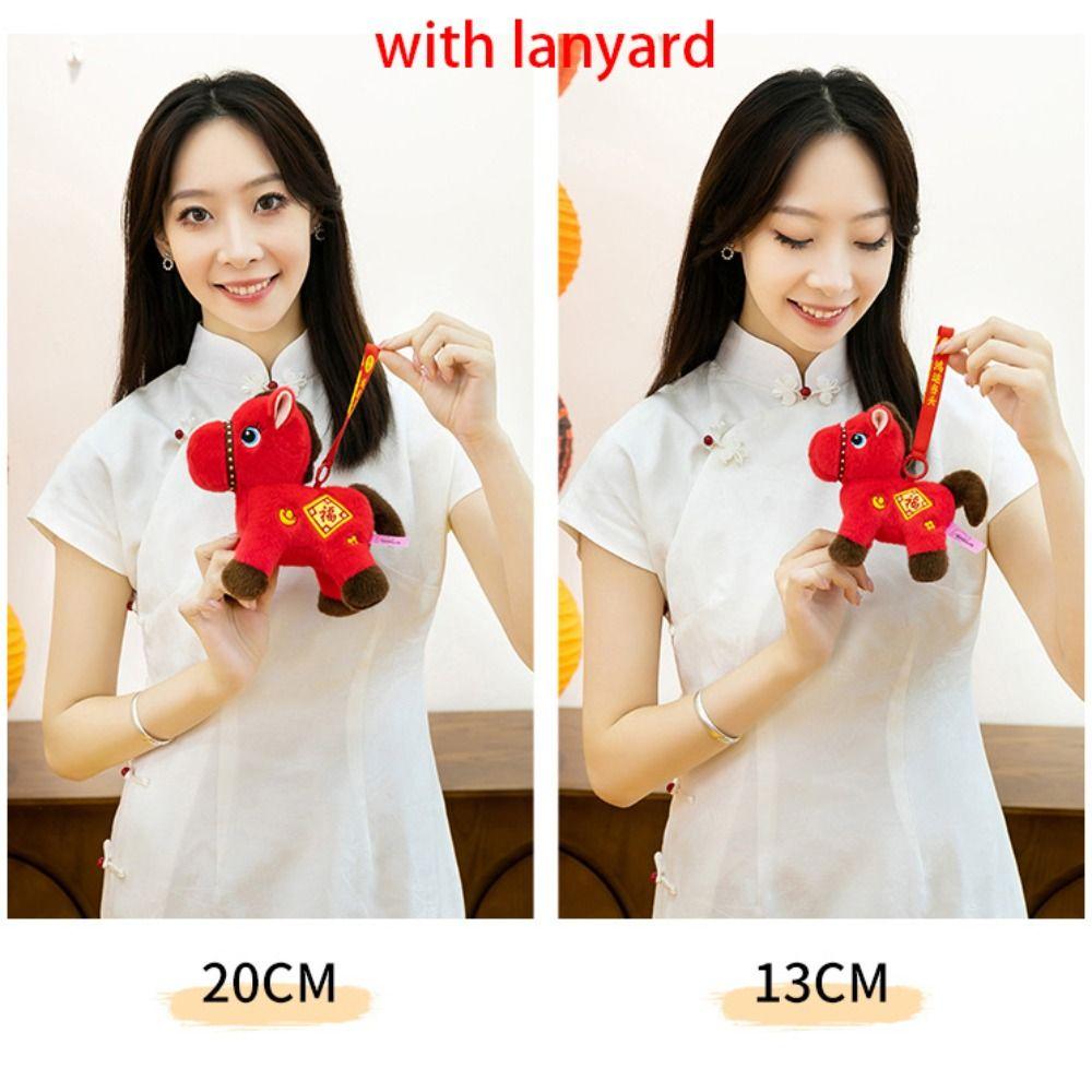 Mascot Dolls Plush Horse Keychain Creative Stuffed Animal Keyring  Chinese New Year