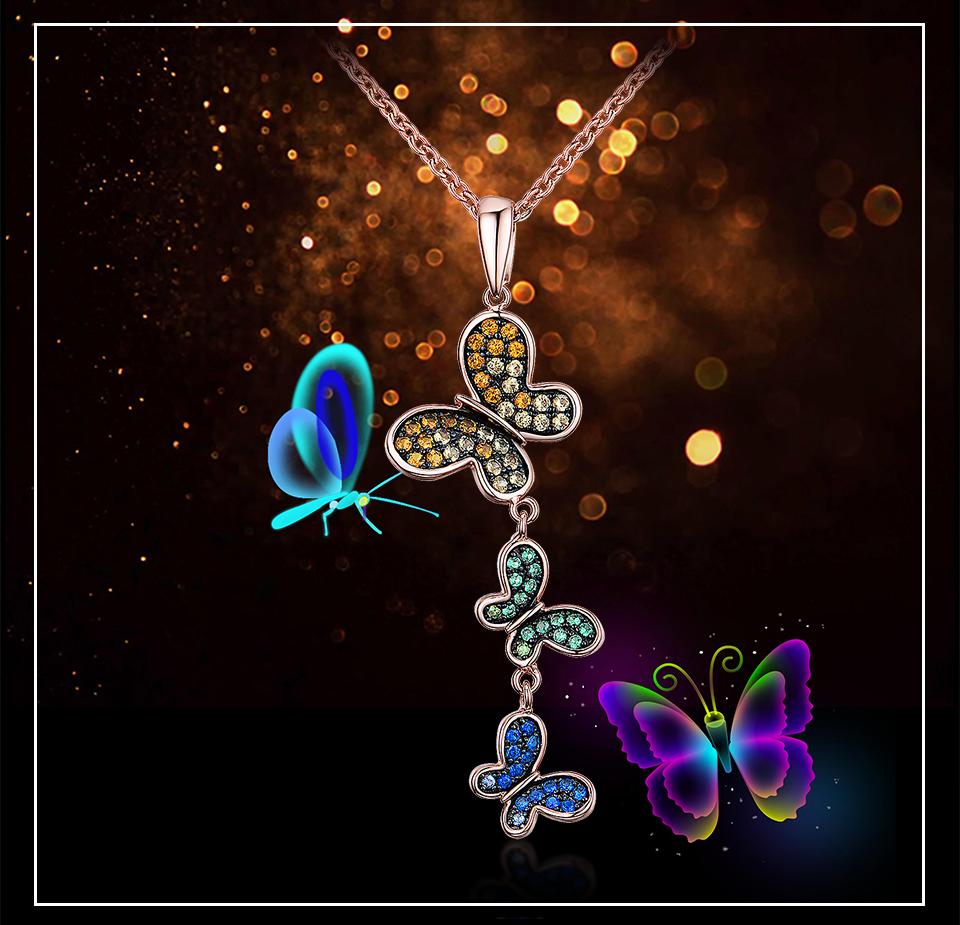 Umcho Красочное серебряное ожерелье с бабочкой, подвески, твердое ожерелье из стерлингового серебра 925 пробы для женщин, подарок с цепочкой, ювелирные изделия