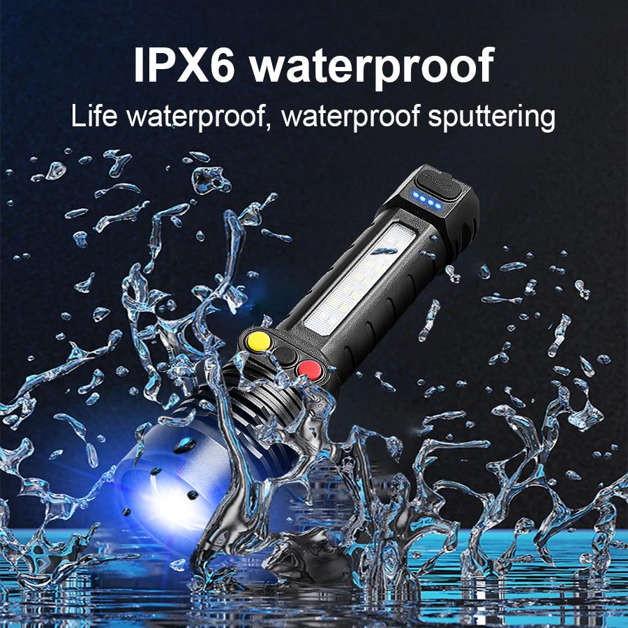 99000LM Фонарик высокой мощности 3 источника света Перезаряжаемый фонарь с желтым светом для работы на открытом воздухе Кемпинговый фонарь с зумом