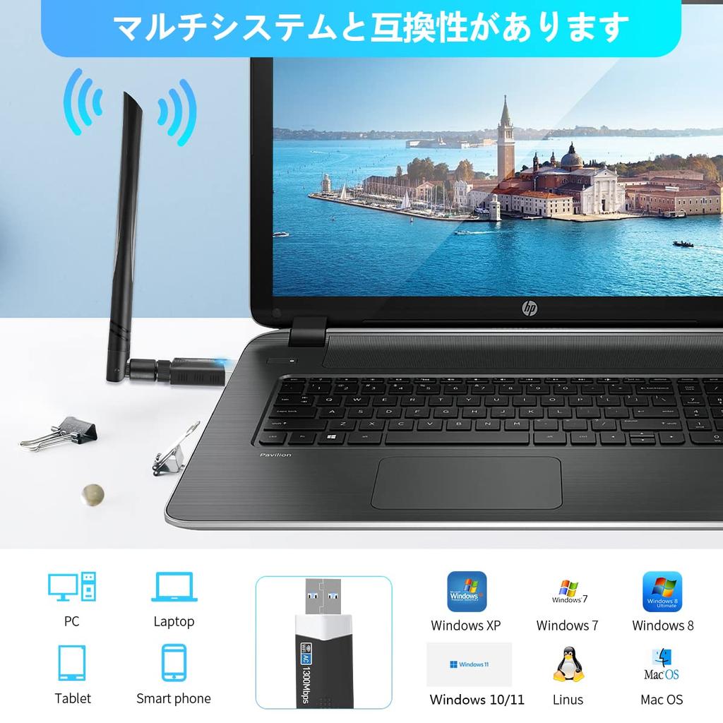 WiFi Wireless LAN Handset Sungale 1300Mbps Wireless LAN Adapter WIFI Adapter 5dBi High Speed Communication Dual Band Compatible with OS X USB3.0