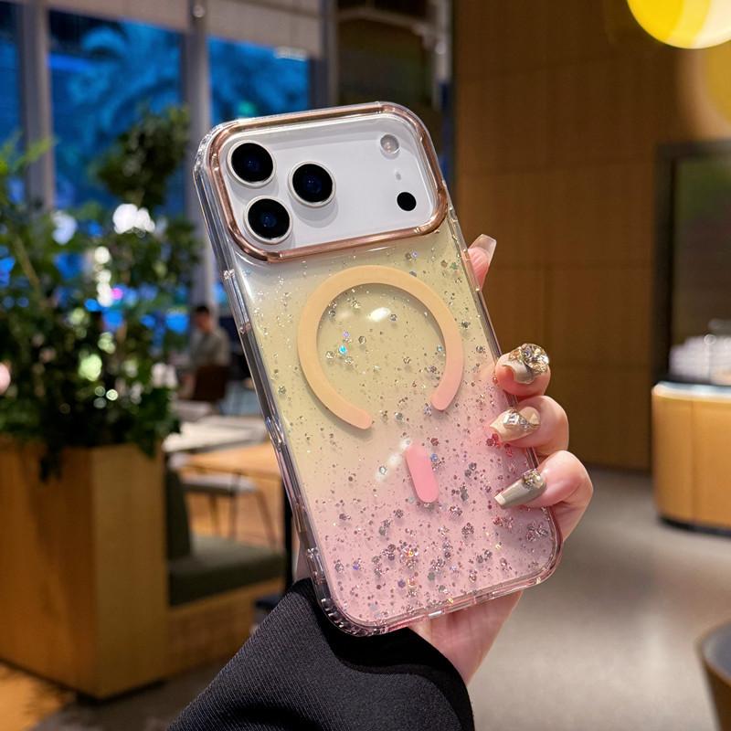 Применимо к iPhone 17 Pro Max яркий магнитный чехол для мобильного телефона Apple 16 блестящий продвинутое ощущение 15 противоударный защитный чехол