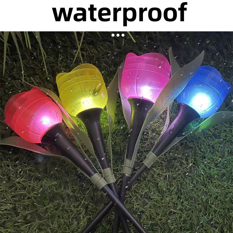 6XGarden Tulip Flower Shape LED Solar Powered Lights Outdoor Yard Standing Decor