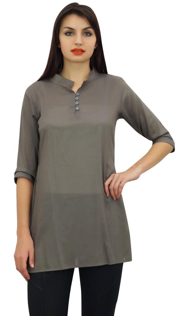 Phagun Женская черная хлопковая модальная блузка с рукавами 3-4 на пуговицах, верхняя часть рубашки -