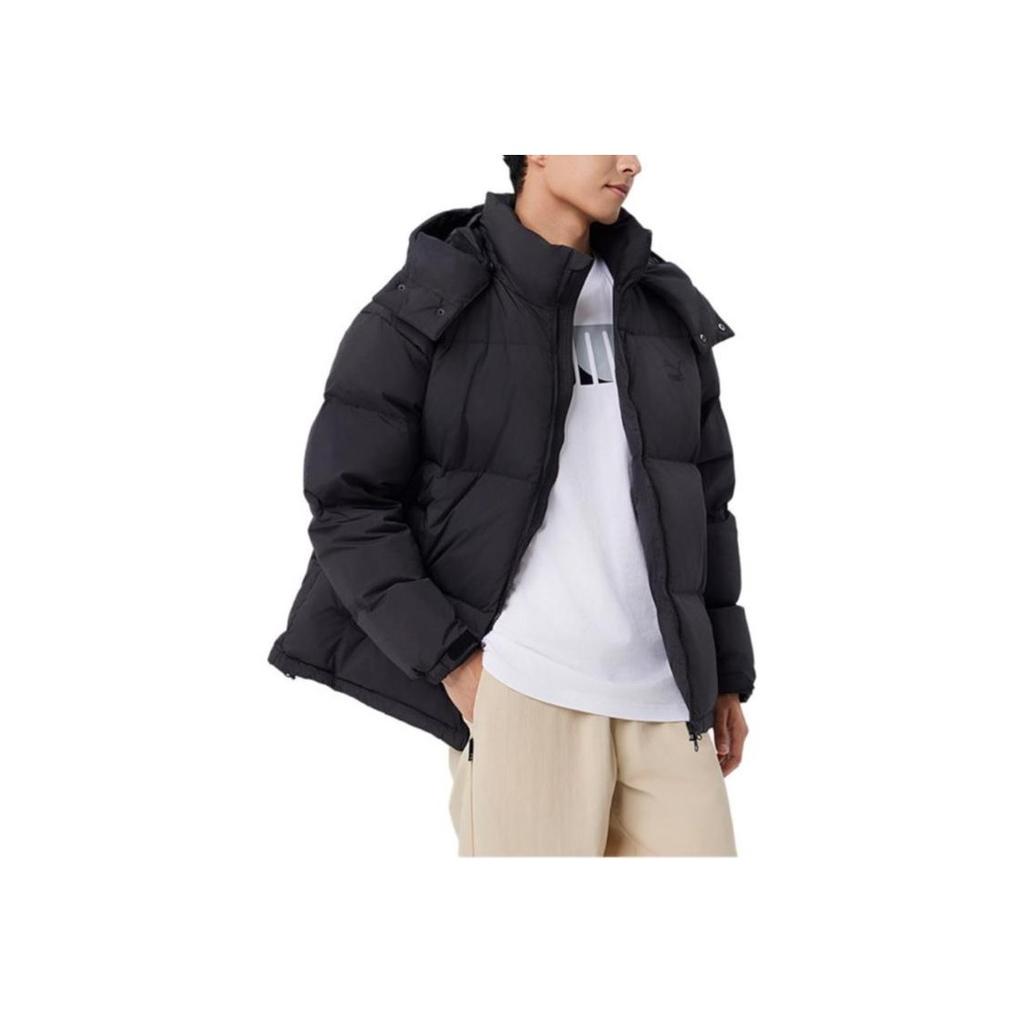 Puma Logo Print Hooded Loose Fit Puffer Jacket Unisex Outerwear Black 674276-01