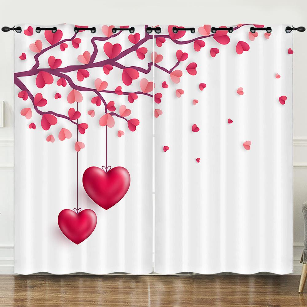 День святого Валентина Девушка Сердце Розовый Любовь Роза Цифровая печать Штора Блэкаут На люверсах