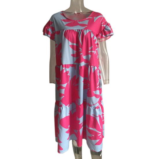 Женское платье с круглым вырезом, летящими рукавами, трапециевидной формы, большие качели, свободные лоскутные плиссированные мягкие пляжные каникулы