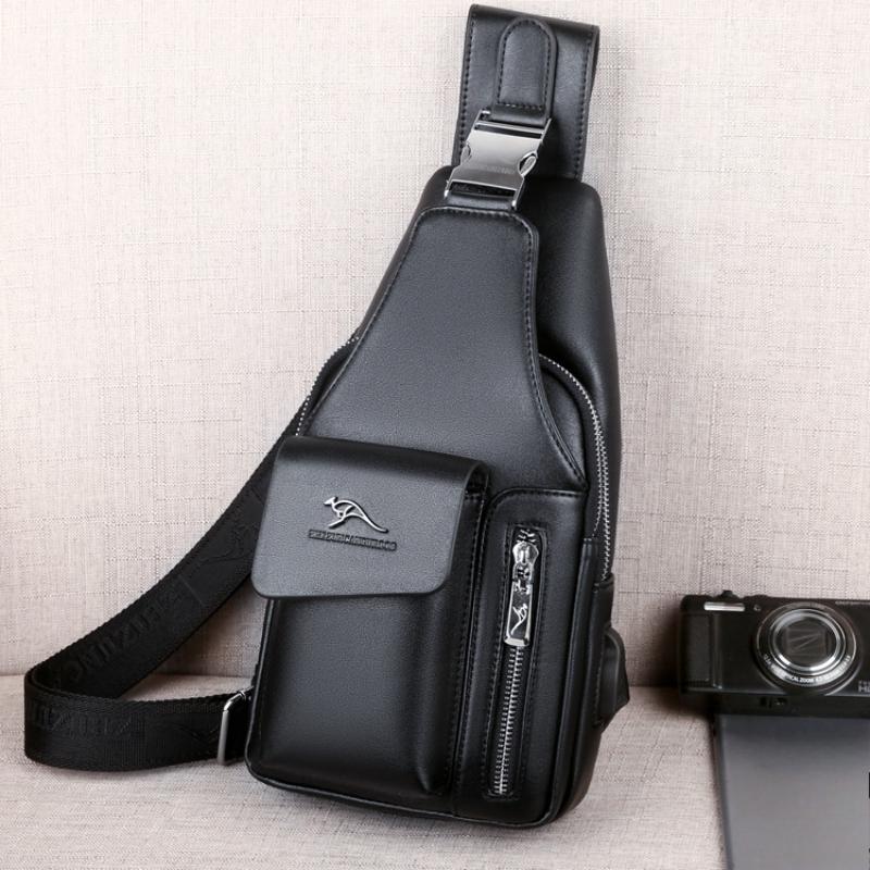 Мужская нагрудная сумка USB Одноплечевая сумка-мессенджер Нагрудная сумка Повседневная модная сумка Диагональный рюкзак