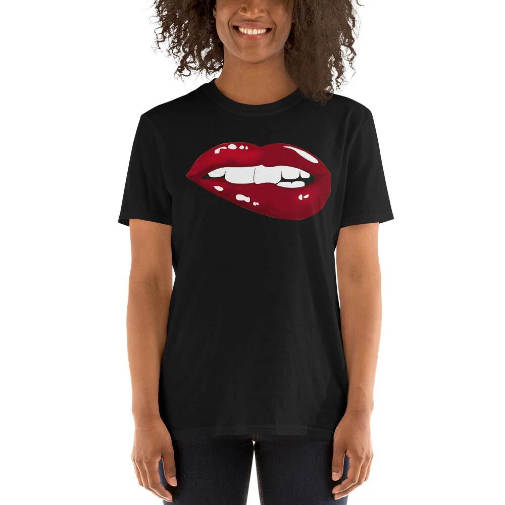 SEXY GLOSSY BITING LIPS SEDUCT MESSAGE GREAT GRAPHIC Short-Sleeve Unisex T-Shirt
